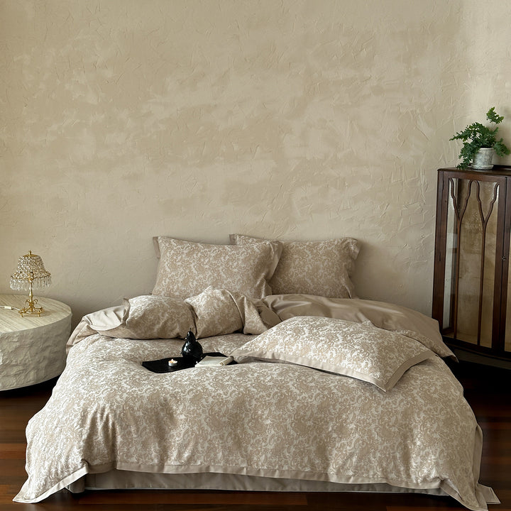 Baumwoll-Bettwäsche-Set, 4-teilig, Jacquard