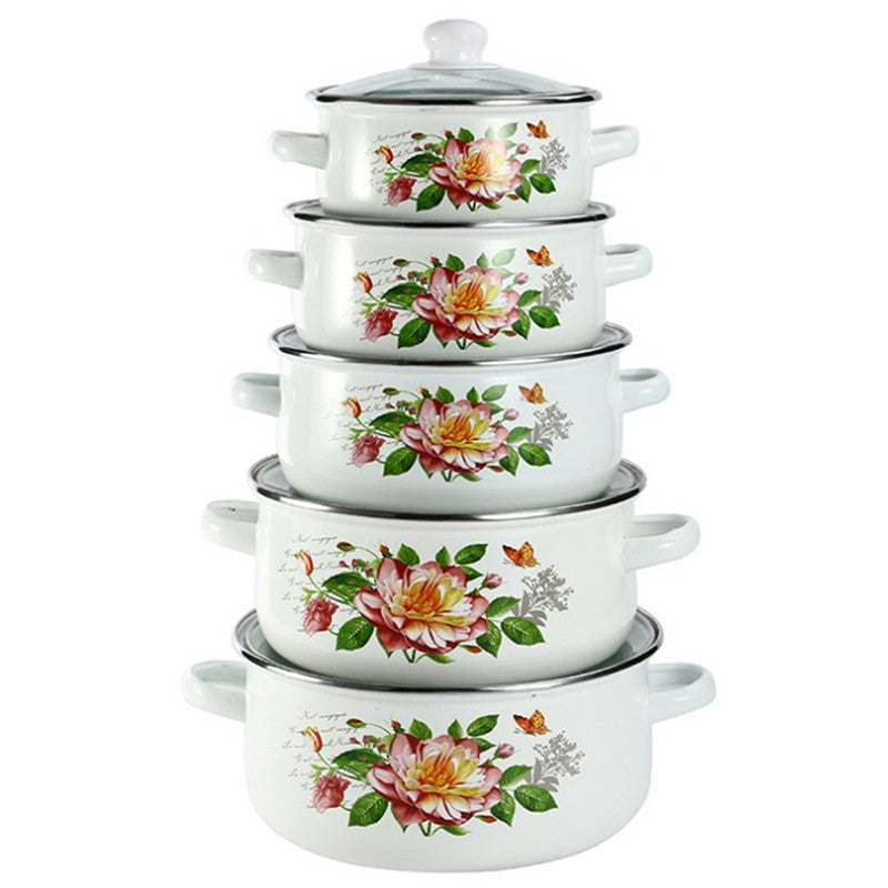 Emaillierter Topf mit Glasdeckel, 2,1–3 L