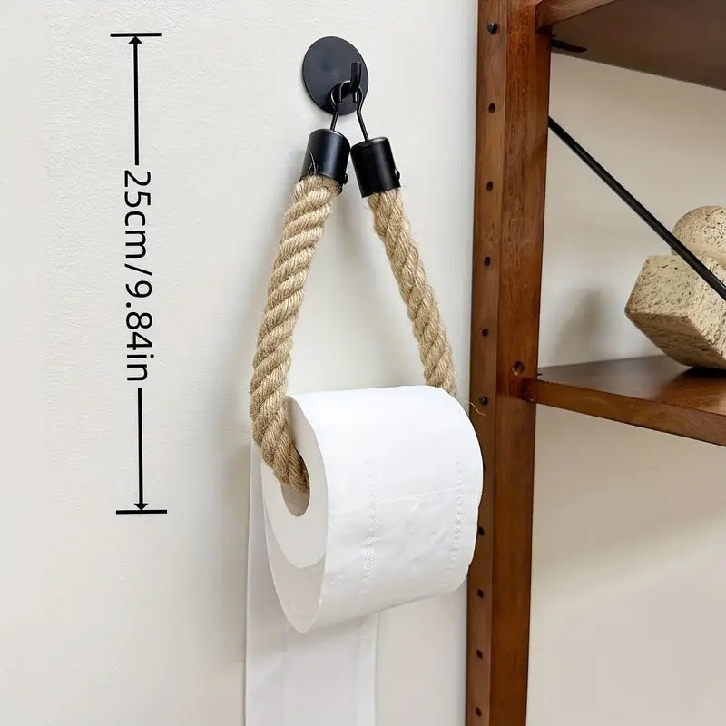 Toilettenpapierhalter mit Seil und Metallhaken