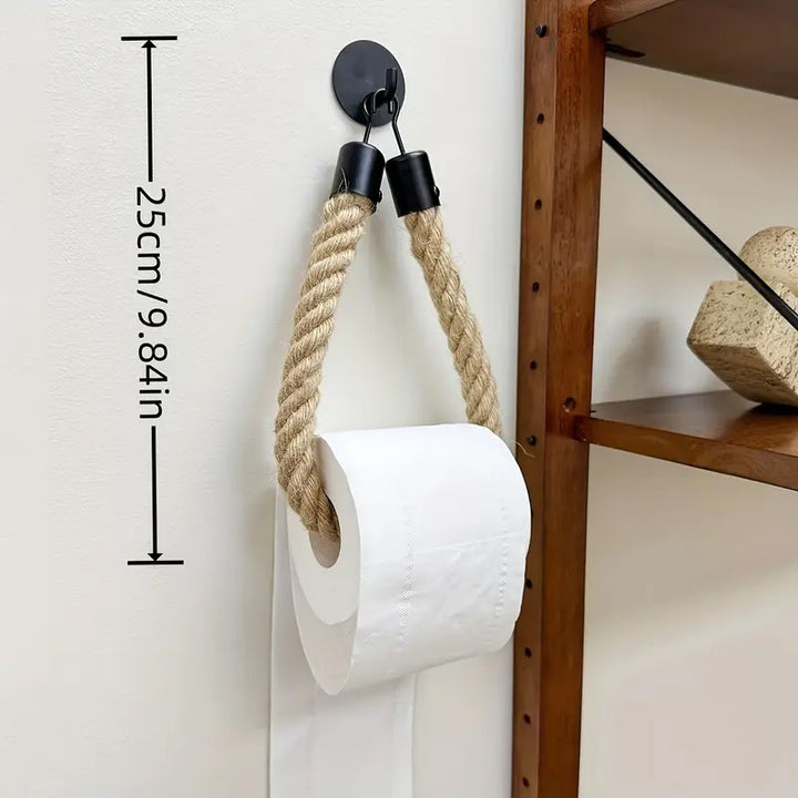 Toilettenpapierhalter mit Seil und Metallhaken
