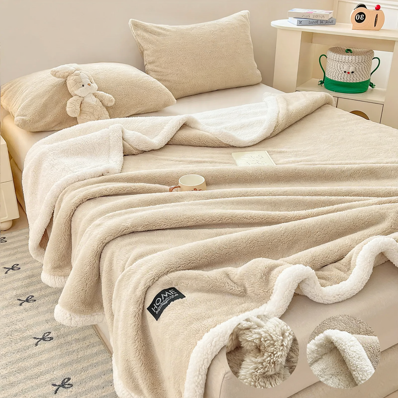 Doppellagige Wolldecke aus Lammfell-Fleece