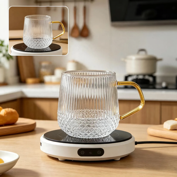 Trinkbecher aus Glas mit Trinkhalm