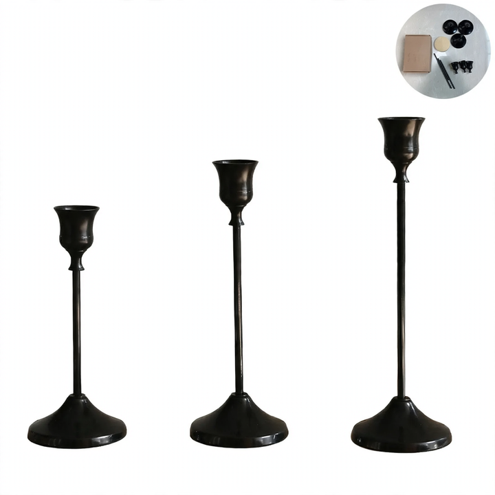 Kerzenständer-Set, 3-teilig, Eisen, Vintage-Stil