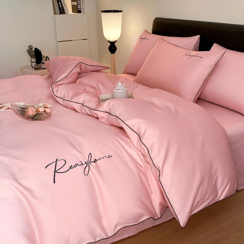 Baumwoll-Bettwäsche-Set, 4-teilig, 100 % Baumwolle