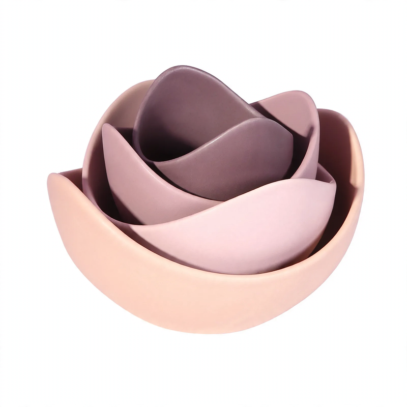 Keramikschalen-Set, Lotusform, Muted Colors