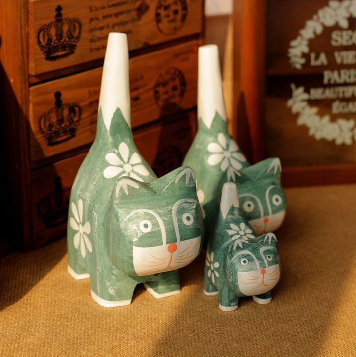 Nordische Holz-Katzenfiguren, 3er-Set, Kiefer