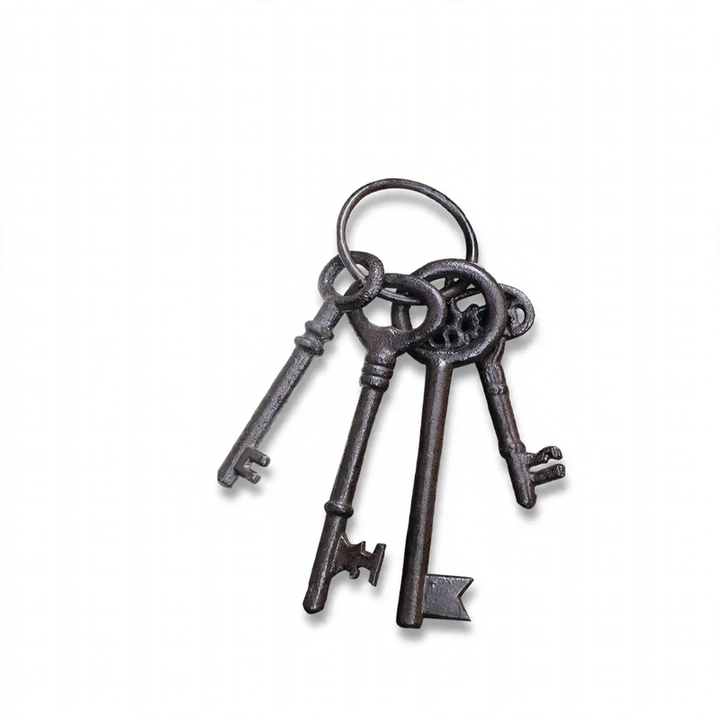 Wandhaken aus Eisen mit Schlüsselmotiven