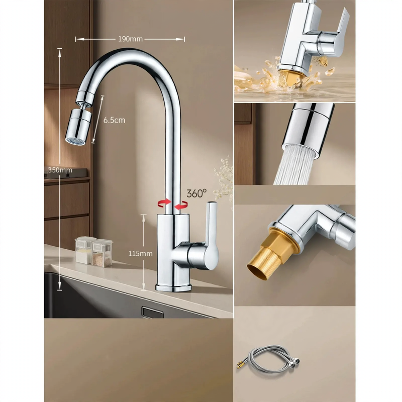 Küchenarmatur mit Spritzschutz, drehbar, Modell S-10804