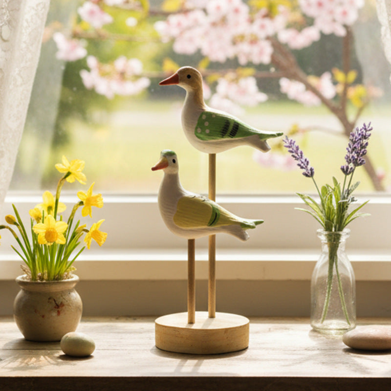 Holz-Vogel Dekofigur, Tischdeko im Neuchinesischen Stil