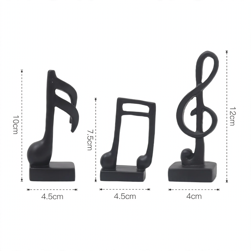 Drei Musiknoten-Figuren, Kunstharz, modern