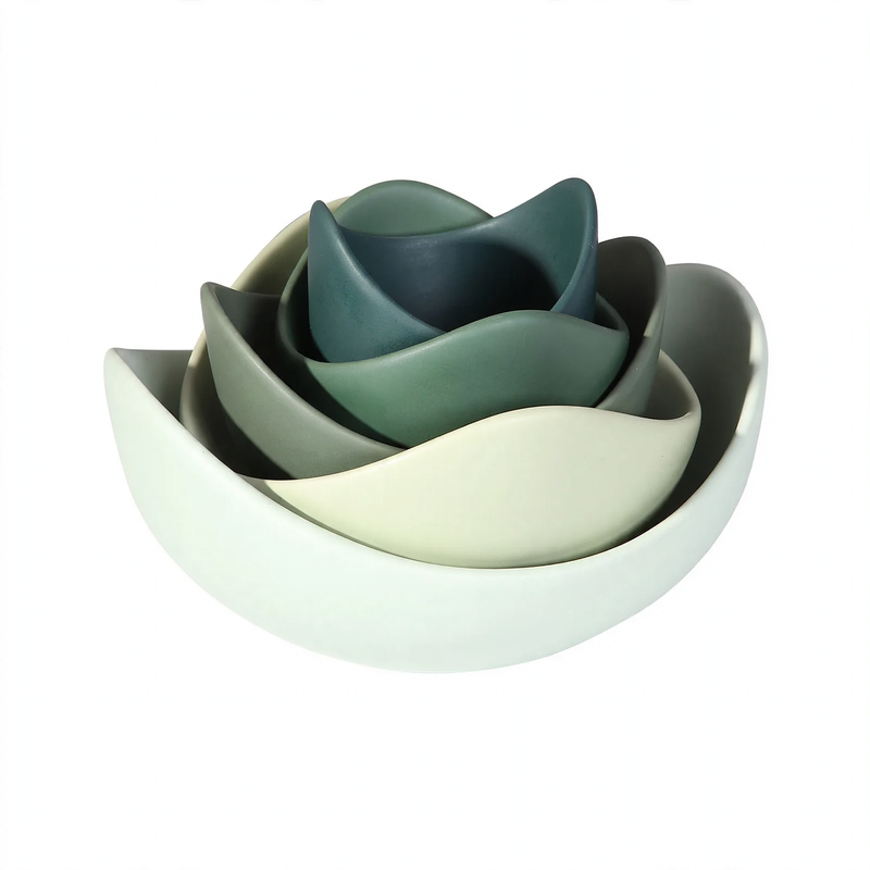 Keramikschalen-Set, Lotusform, Muted Colors