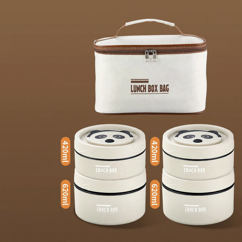 Edelstahl-Lunchbox, rund, 470–600 ml, mit Deckel