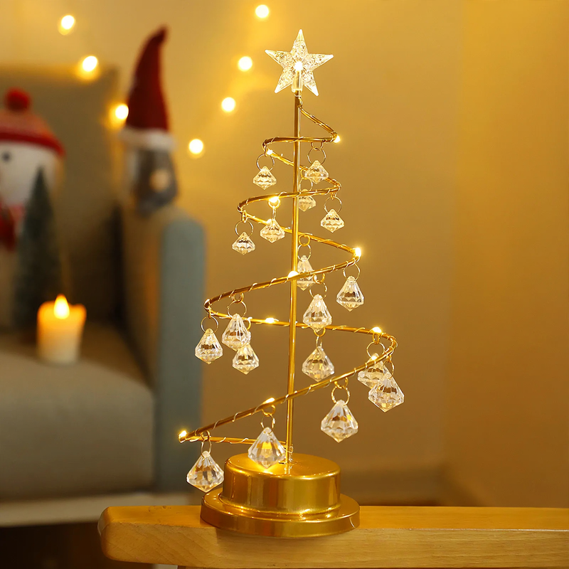 LED-Kristallbaum-Licht mit Metallsockel, USB und Batterie