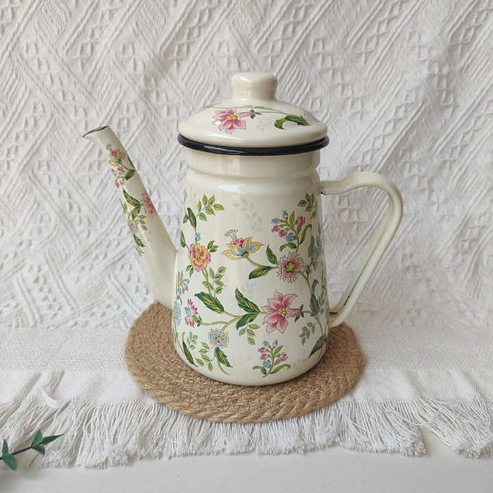 Emaillierte Handbrühkanne aus Stahlblech, 1,2 L
