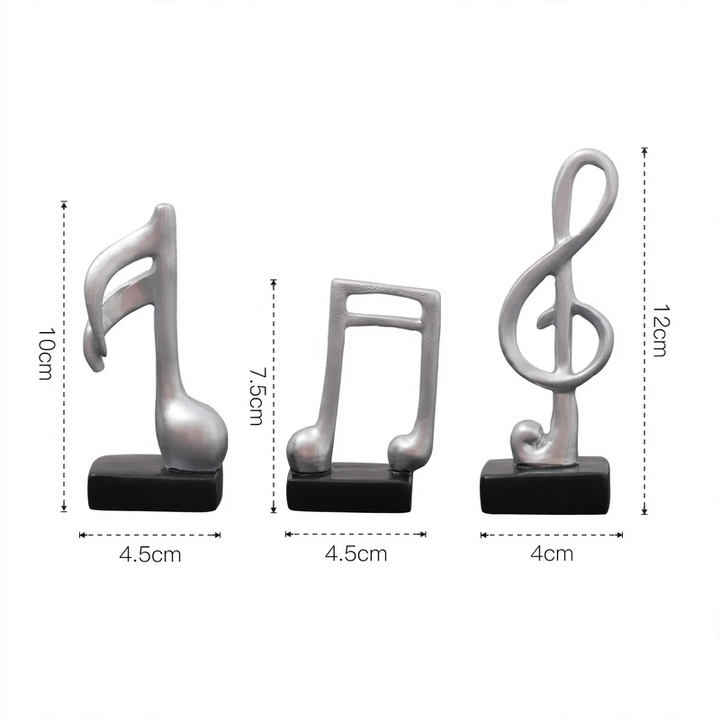 Drei Musiknoten-Figuren, Kunstharz, modern