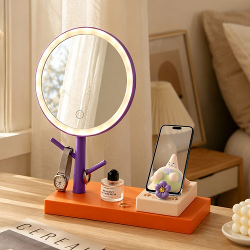 LED-Kosmetikspiegel mit Handyhalter