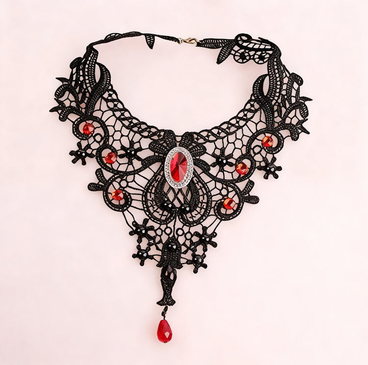 Choker-Halskette aus Stoff, schwarz, rot oder weiß