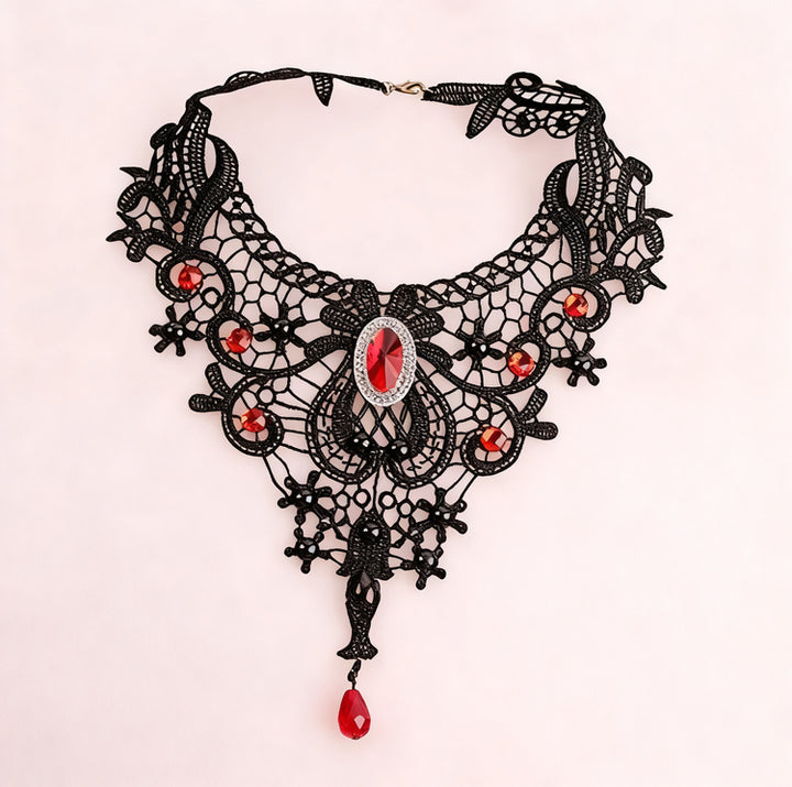 Choker-Halskette aus Stoff, schwarz, rot oder weiß