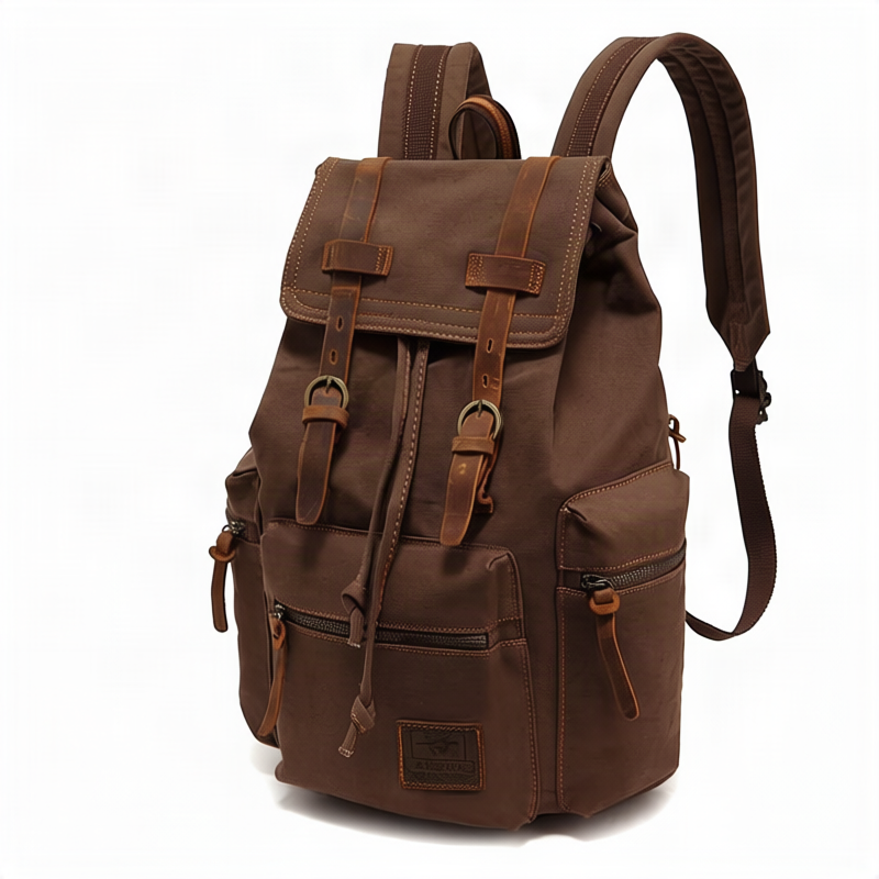 Leinen-Rucksack, 36–55 L, 15,6 Zoll, im Vintage-Stil