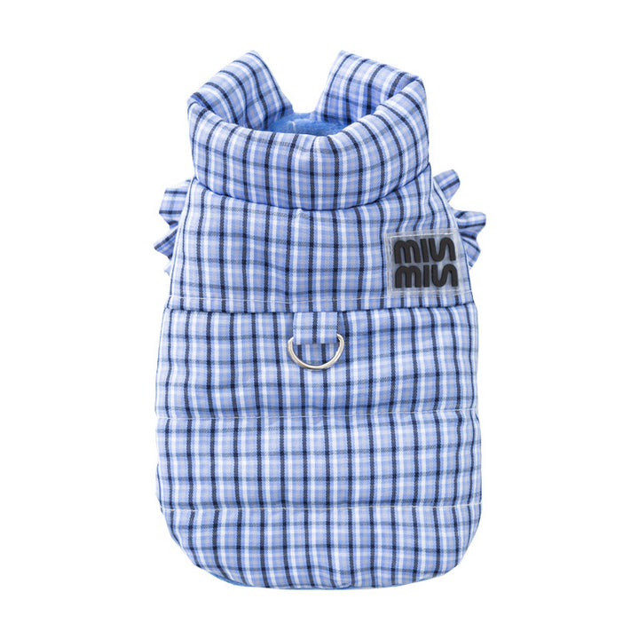Hundejacke, Karo-Muster, mit Leine, Baumwolle