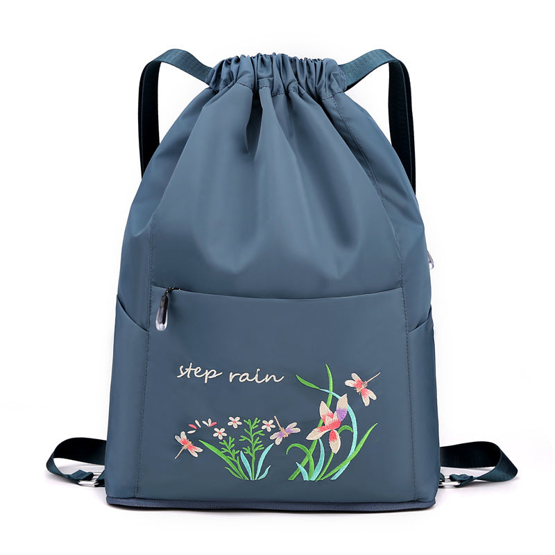 Doppelter Rucksack, Nylon, faltbar, bestickt