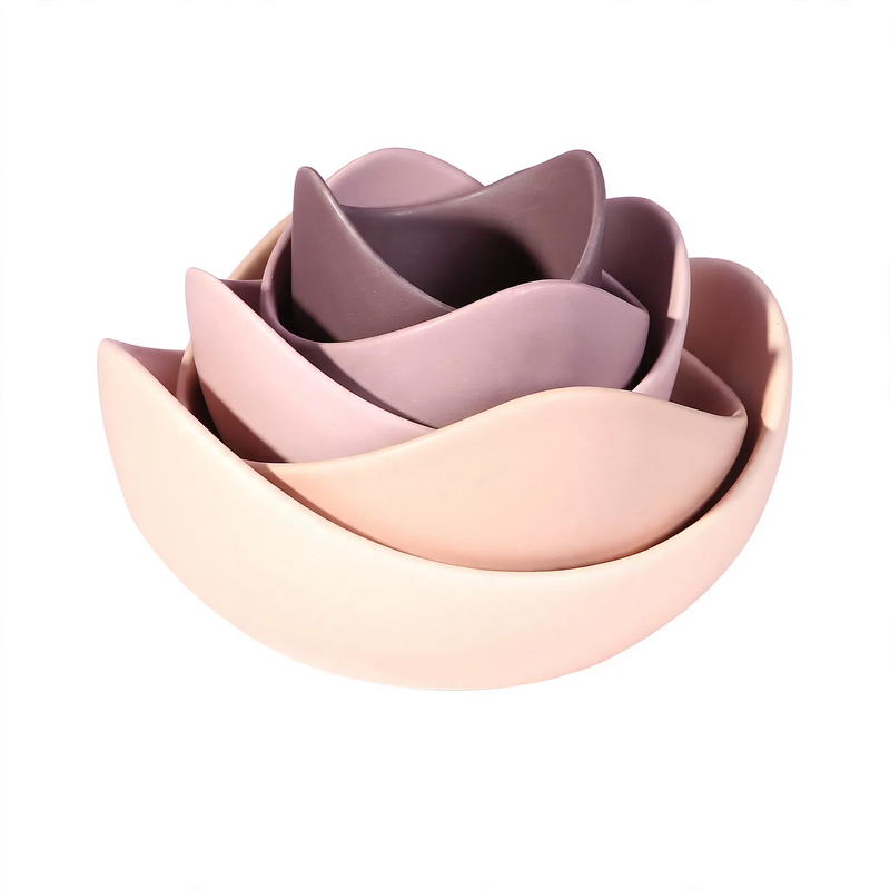 Keramikschalen-Set, Lotusform, Muted Colors