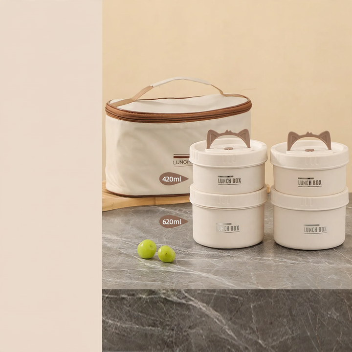 Edelstahl-Lunchbox, rund, 470–600 ml, mit Deckel
