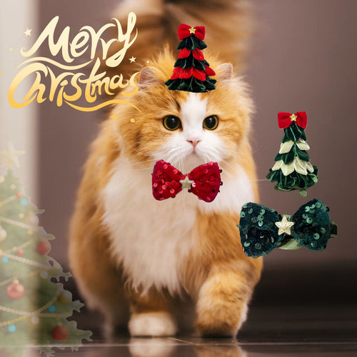 Weihnachts-Accessoires für Haustiere, Hut und Schleife