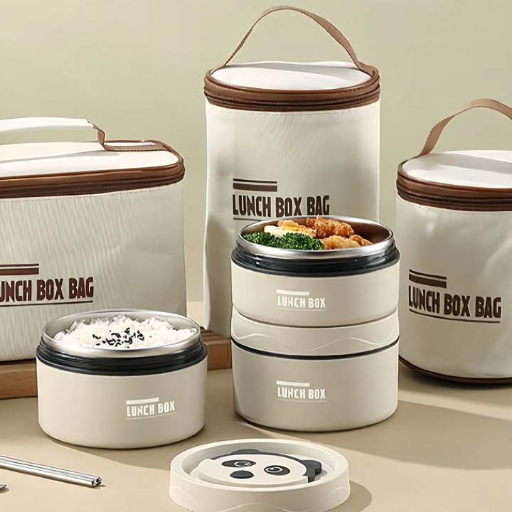 Edelstahl-Lunchbox, rund, 470–600 ml, mit Deckel
