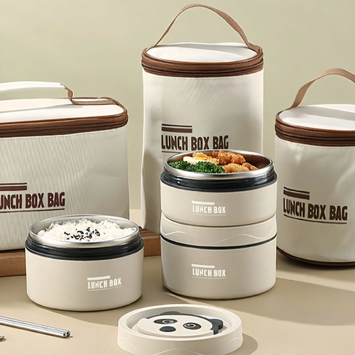 Edelstahl-Lunchbox, rund, 470–600 ml, mit Deckel