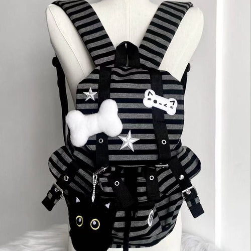 Baumwoll-Rucksack mit Streifenmuster