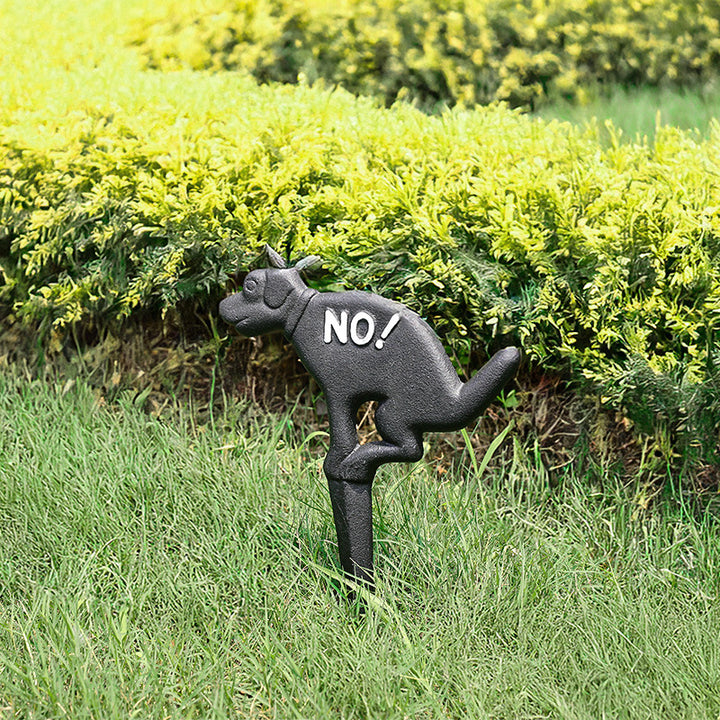 Gusseisen-Gartenschild mit Hundemotiv
