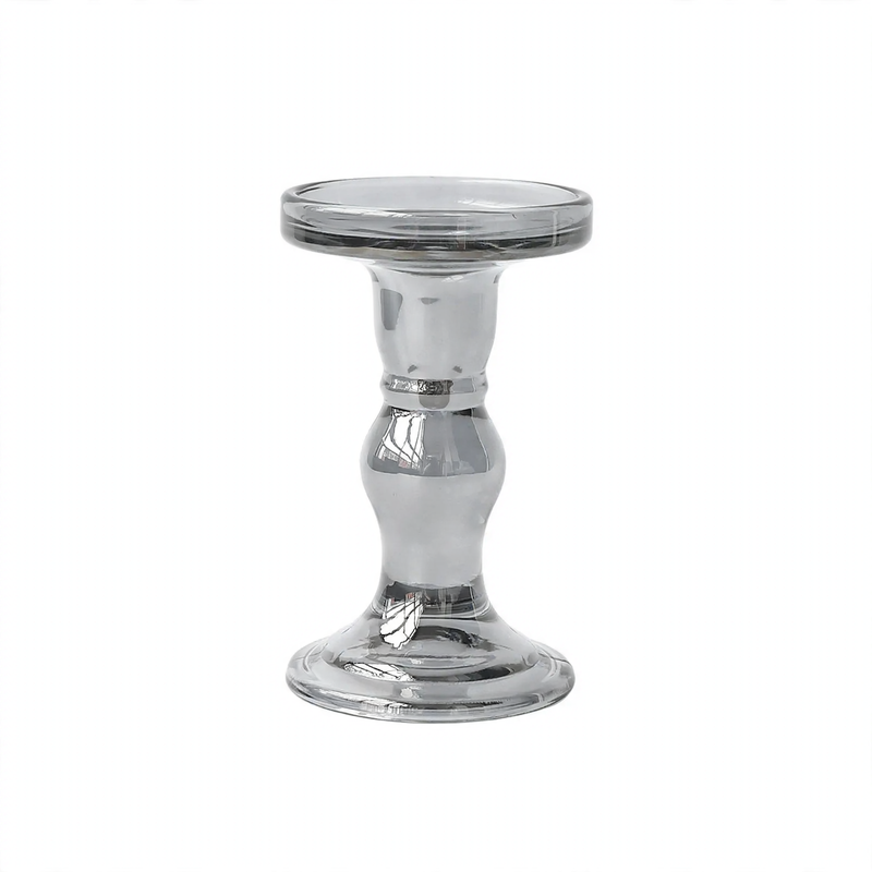 Glaskerzentablett mit Säulenfuß, modern
