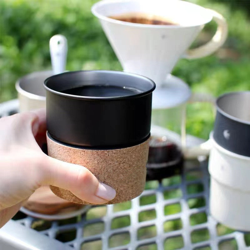 Edelstahl-Kaffeekanne mit Ledergriff, 350–500 ml