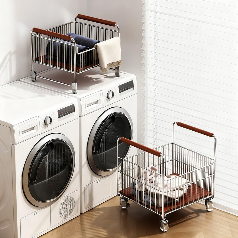 Wäschesammler mit Rollen im Vintage-Stil