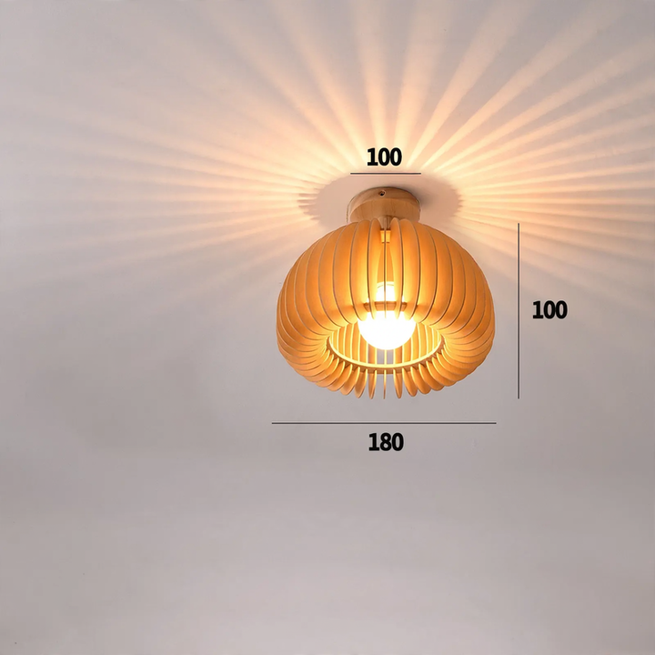 Holz-Hängelampe mit LED, höhenverstellbar