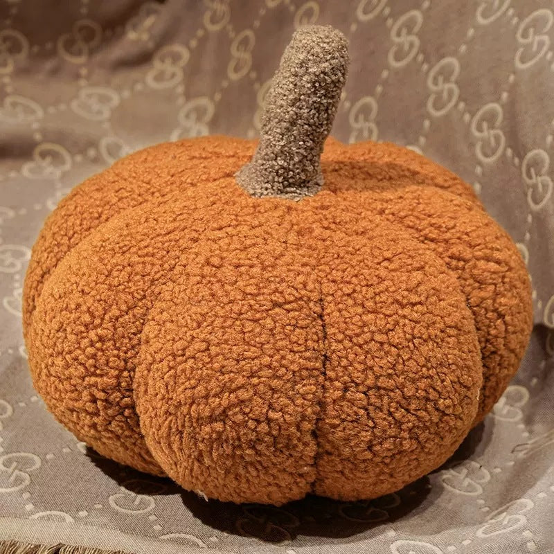 Flauschiges Kürbis-Kuschelkissen, Kurzflor