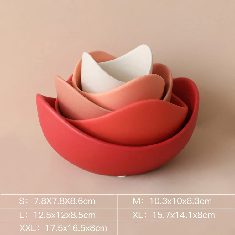 Keramikschalen-Set, Lotusform, Muted Colors