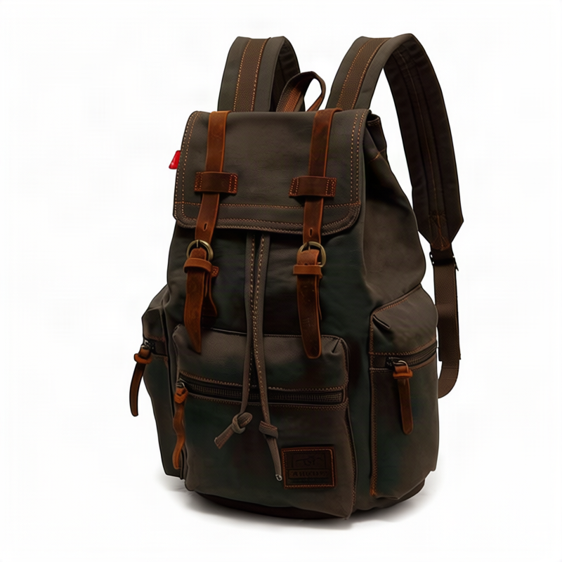 Leinen-Rucksack, 36–55 L, 15,6 Zoll, im Vintage-Stil