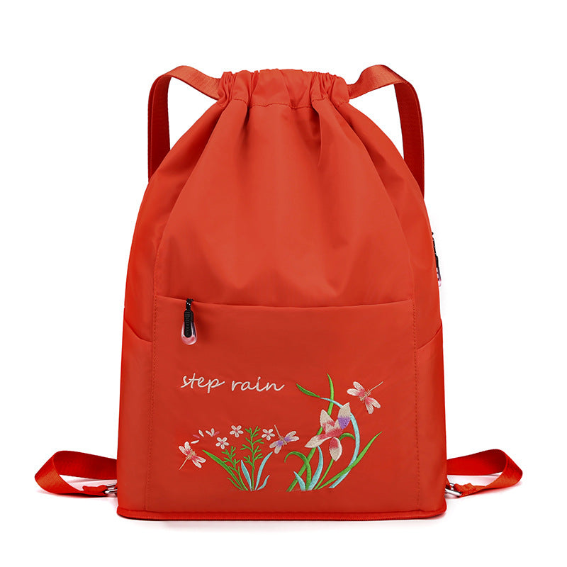 Doppelter Rucksack, Nylon, faltbar, bestickt
