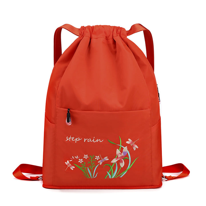 Doppelter Rucksack, Nylon, faltbar, bestickt