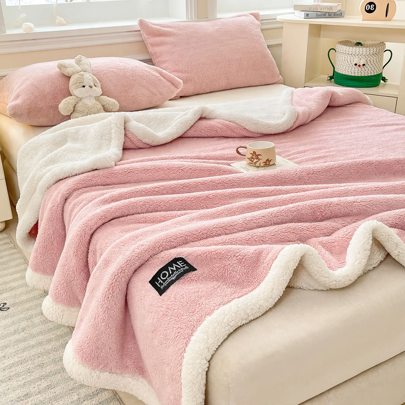 Doppellagige Wolldecke aus Lammfell-Fleece