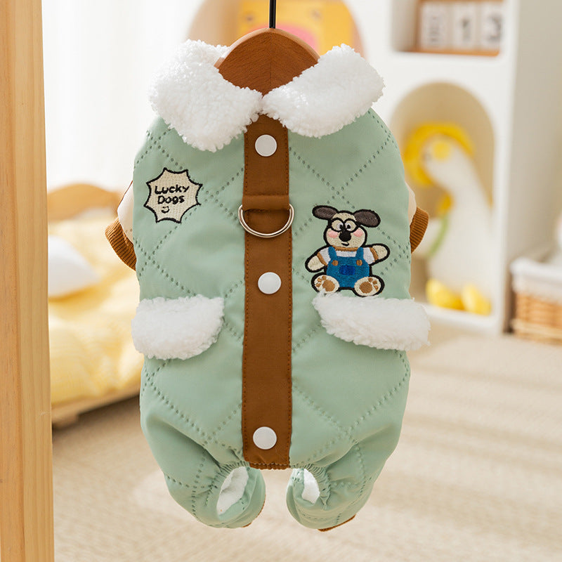 Winterjacke für kleine Hunde mit Taschen und Leine