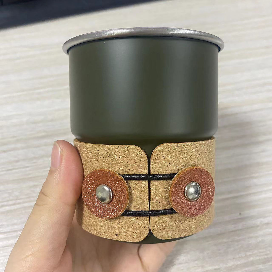 Edelstahl-Kaffeekanne mit Ledergriff, 350–500 ml