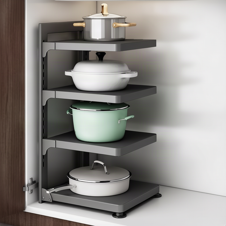 Topfregal, mehrstöckig, Gunmetal, faltbar