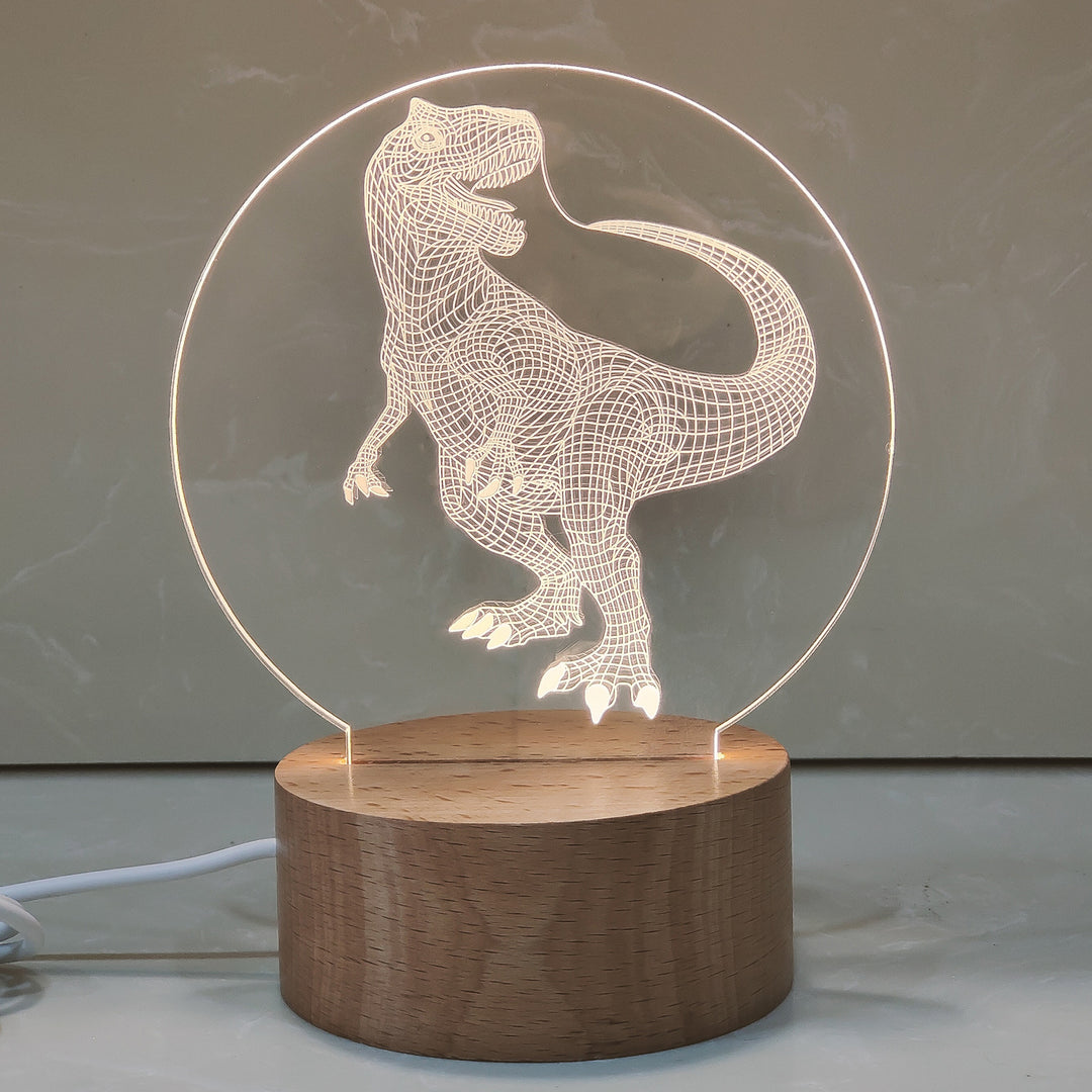 3D-Nachtlicht mit Acrylschirm, Holzsockel