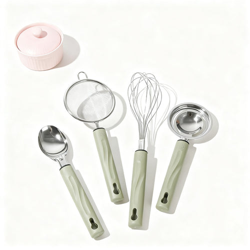 Küchensieb und Küchenhelfer-Set aus Edelstahl