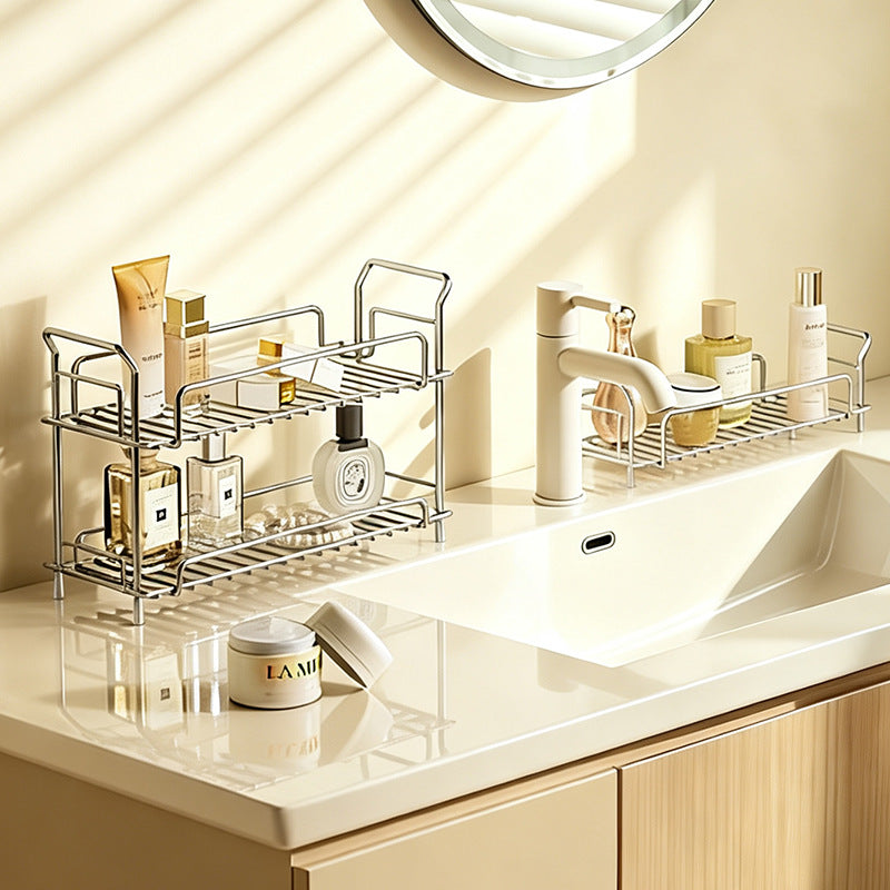 Badezimmer-Regal aus Edelstahl, ein- oder zweilagig