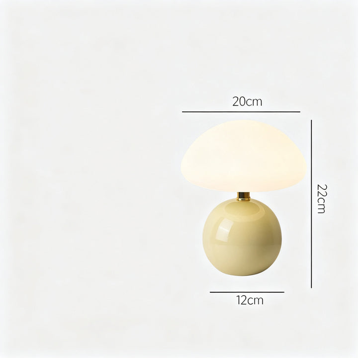 Pilztischlampe mit Keramikfuß, USB-betrieben
