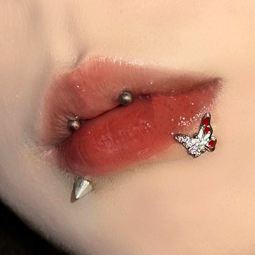 Lippenstecker Edelstahl mit Strass, verschiedene Größen